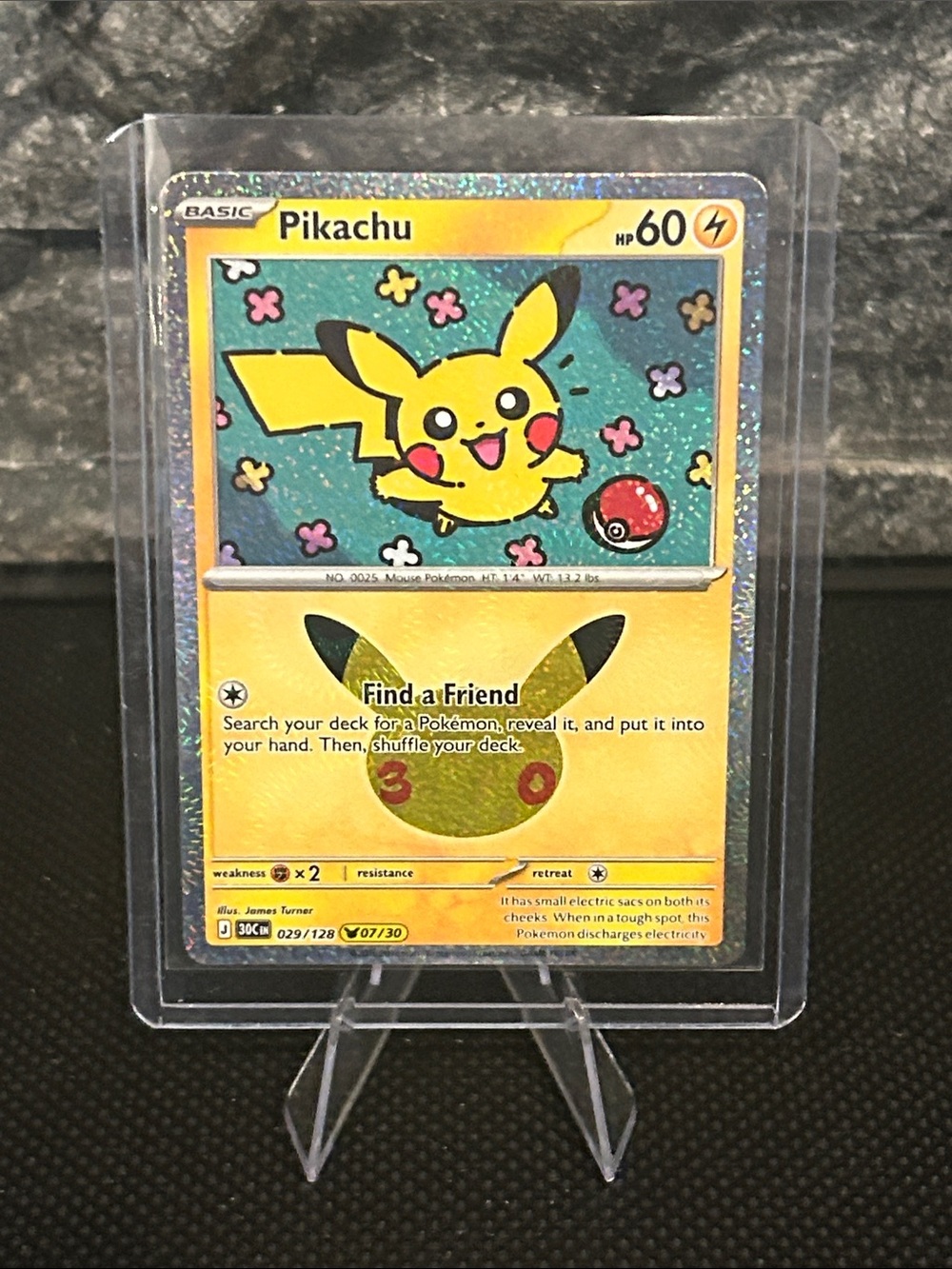 Pokemon Pikachu 029/128 Fireworks Holo 30th Anniversary Celebrations M/NM